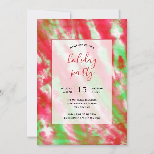 Groovy Watercolor Tie Dye Fun Hippie Holiday Party Invitation