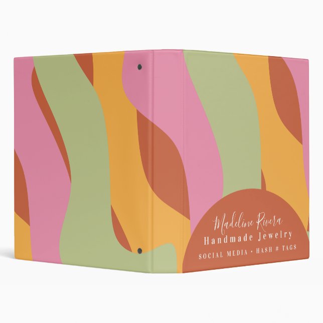 Groovy Waves Handmade Artisan Salon Beauty  3 Ring Binder (Background)