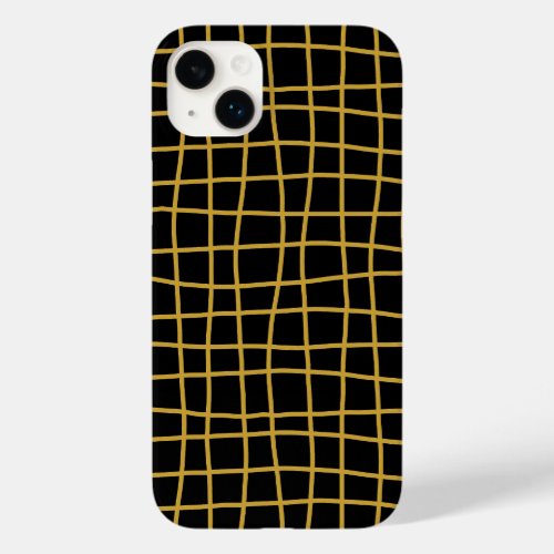 Groovy Wavy Distorted Gold Lines Black Case_Mate iPhone 14 Plus Case