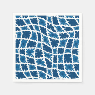 Groovy Wavy Trippy 60s Flower Checks Blues Napkins
