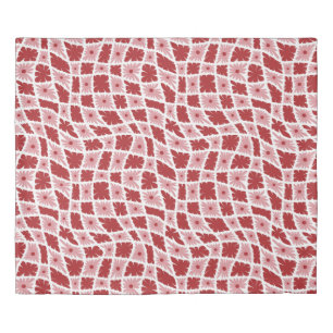 Groovy Wavy Trippy 60s Flower Checks Red Pink Duvet Cover
