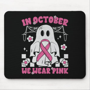 Groovy Wear Pink Breast Cancer Warrior Cute Ghost  Mouse Pad