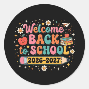 Groovy Welcome Back to School 2026-2027 Teacher  Classic Round Sticker