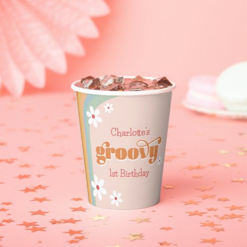 Groovy White Daisies 70s Girls Birthday Party  Paper Cups