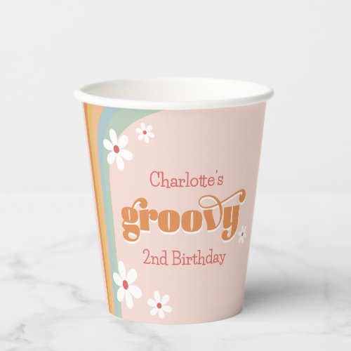 Groovy White Daisies 70s Girls Birthday Party  Paper Cups