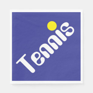 Groovy White Yellow TENNIS Text On Bold Blue Napkins