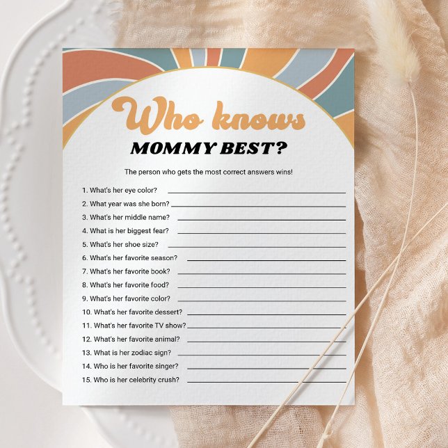 Groovy Who Knows Mommy Best Baby Shower Game (Creator Uploaded)