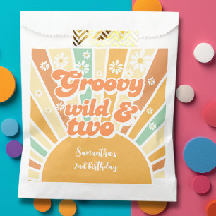 Groovy wild and two retro sun kids birthday favor bag
