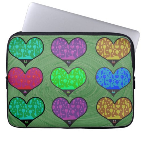 Groovy Wild Lava Hearts Laptop Sleeve