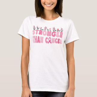 groovy wildflower stronger than breast cancer  T-Shirt