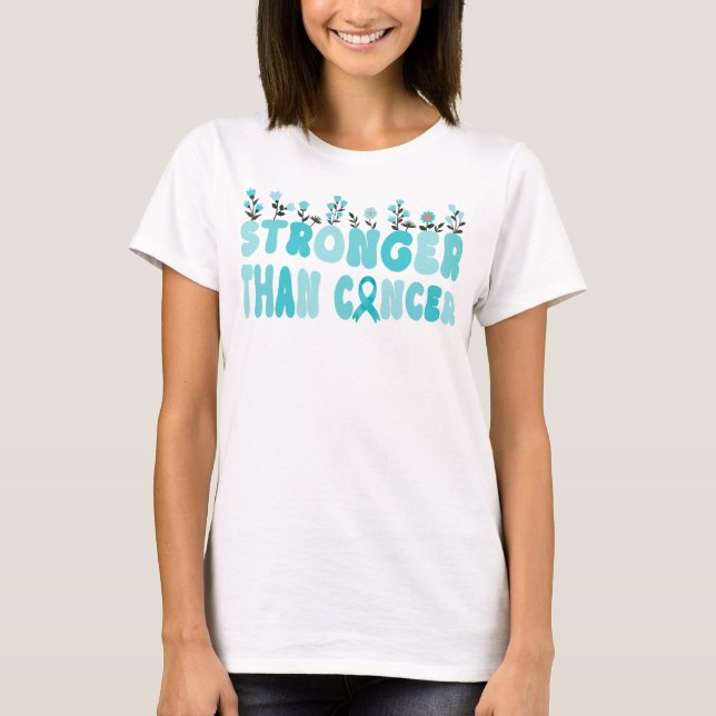 groovy wildflower stronger than cervical cancer T-Shirt (Front)