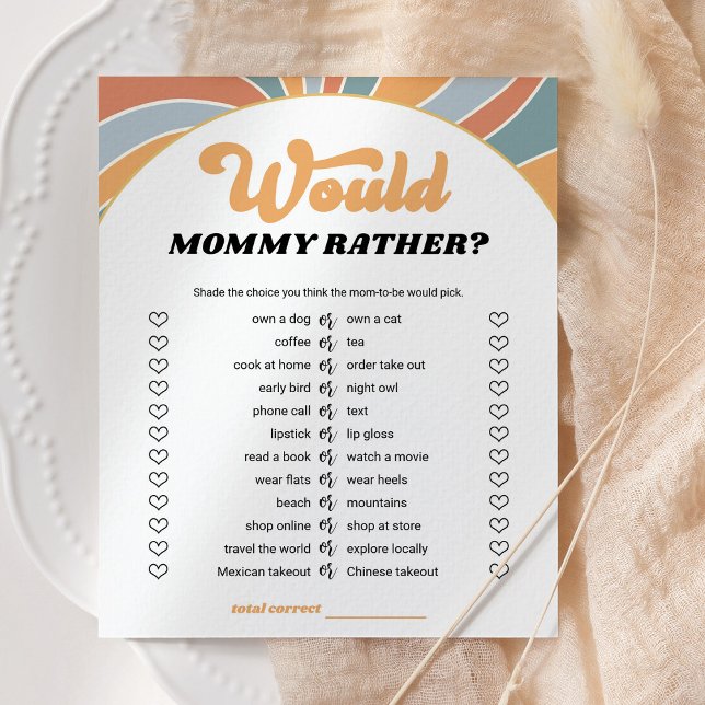 Groovy Would She Rather Baby Shower Game (Creator Uploaded)