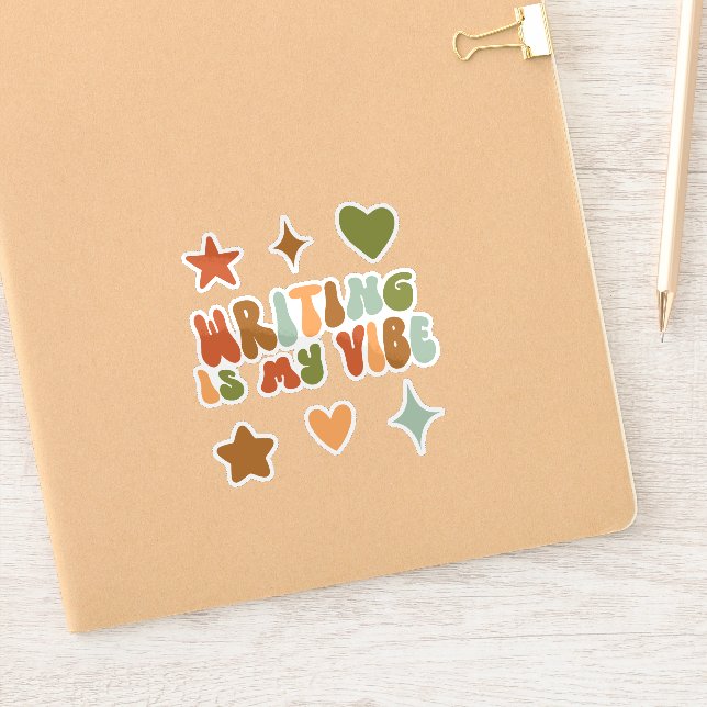 Groovy Writing Is my Vibe Sticker, Writer Sticker (Notebook)