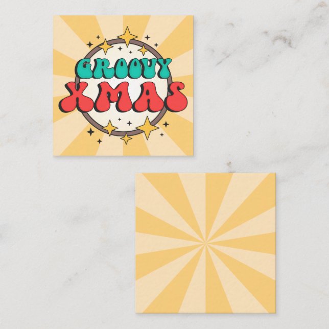 Groovy xmas holidays retroo cartoon text enclosure card (Front/Back)