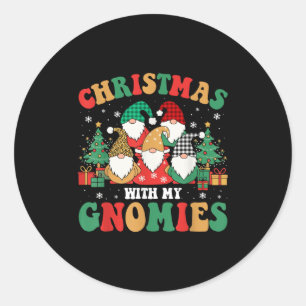 Groovy Xmas With My Gnomies Merry Christmas Buffal Classic Round Sticker