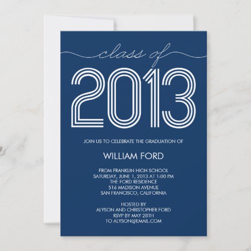 Groovy Year Graduation Invitation - Navy