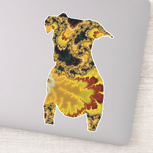 Groovy Yellow and Red Fractal Dog Silhouette Sticker