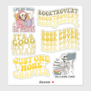 Groovy Yellow Book Lover & Reading Pack of Vinyl Sticker