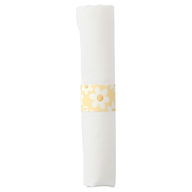 Groovy Yellow Daisy Napkin Bands | Retro Boho Birt (Front)