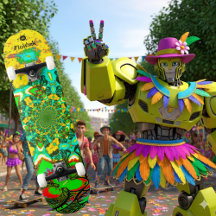 Groovy Yellow Green Abstract Futuristic Spiral