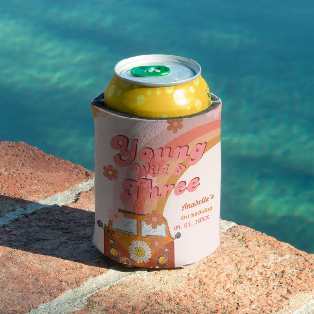 Groovy Young Wild and Three Pink Peach Van Daisy  Can Cooler (In Situ Pool)