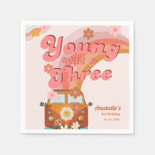 Groovy Young Wild and Three Pink Peach Van Daisy Napkins