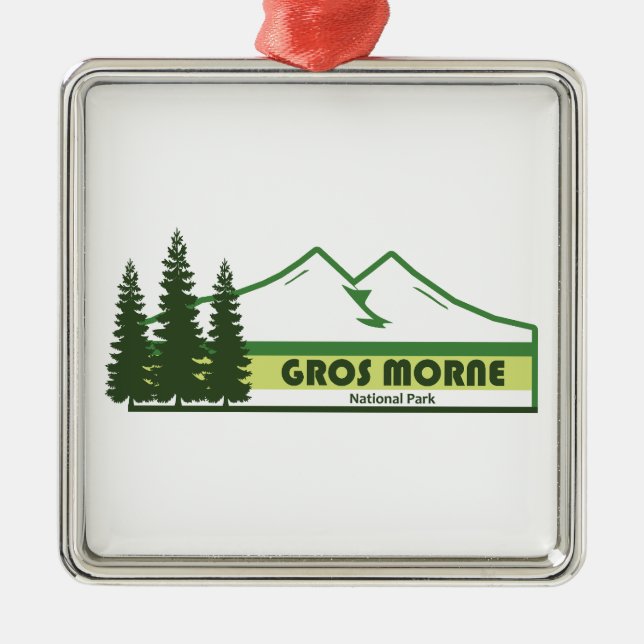 Gros Morne National Park Green Stripes Metal Ornament (Front)