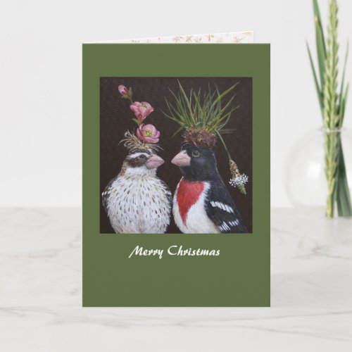 Grosbeak couple Christmas card