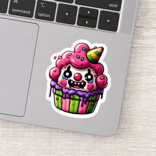 Gross Clown Cupcake Sticker