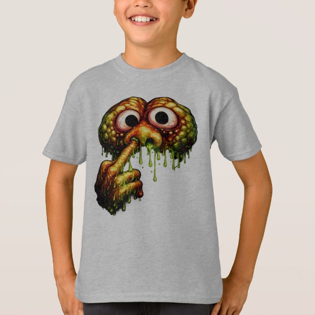 Gross-Out Alien Nose Picking Slime T-Shirt (Front)