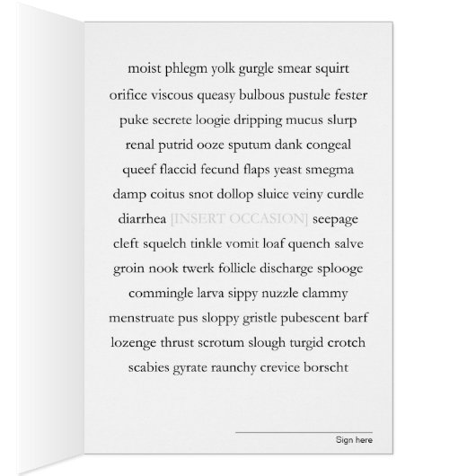 Gross words any-occasion pre-written card (Inside (Right))