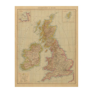 Grossbritannien, Irland - Map of UK, Ireland Wood Wall Decor