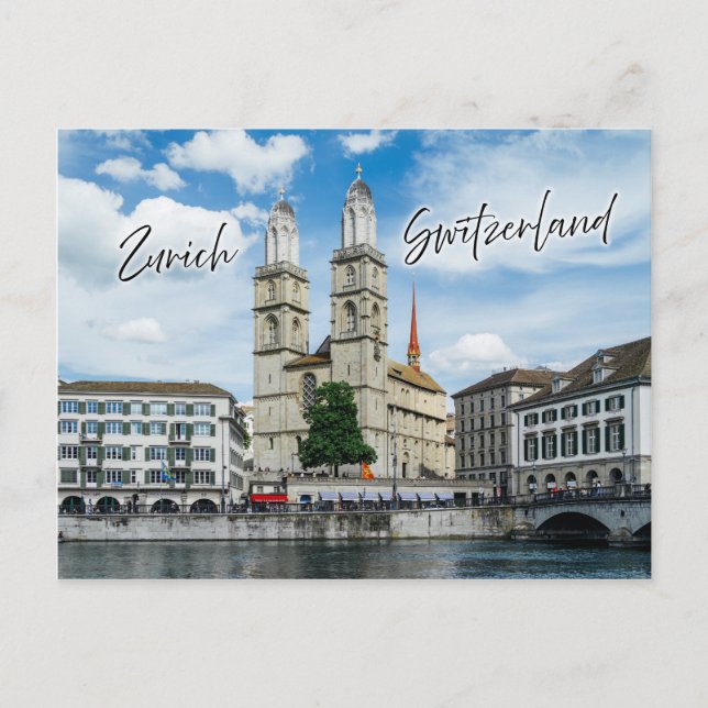 Grossmunster church in Zurich Switzerland Postcard (Front)