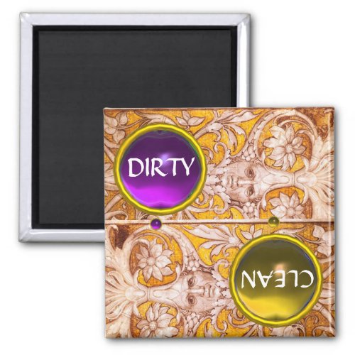 GROTESQUE FACE GOLD WHITE FLOWERS  DIRTY CLEAN MAGNET