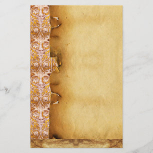 GROTESQUE FACE WITH GOLD WHITE FLORAL PARCHMENT STATIONERY