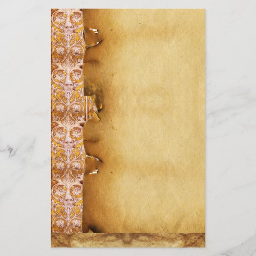 GROTESQUE FACE WITH GOLD WHITE FLORAL  PARCHMENT STATIONERY