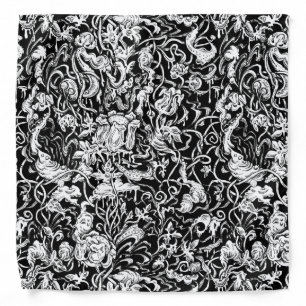 Grotesque Garden Black and White Bandana