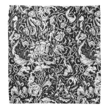 Grotesque Garden Black and White Bandana