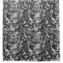 Grotesque Garden Black and White Shower Curtain