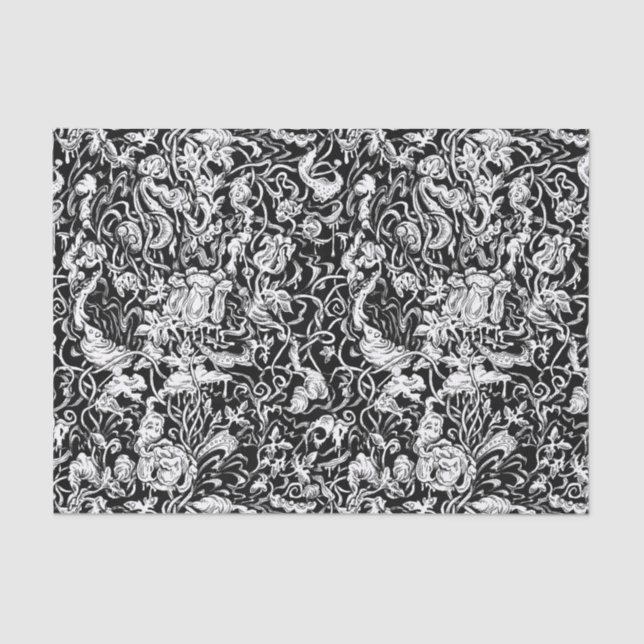 Grotesque Garden Black and White Tissue Paper (Front)