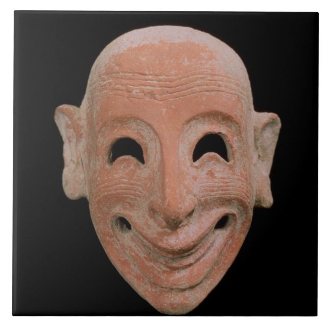 Grotesque mask, from Motya, 6th century BC (terrac Ceramic Tile (Front)