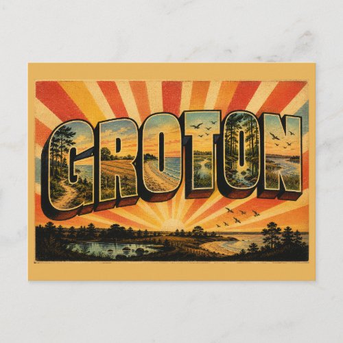 Groton Connecticut Coastal Woodlands Beach Art Postcard