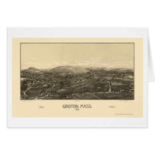 Groton, MA Panoramic Map - 1886 Cards (Front Horizontal)
