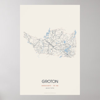 Groton Massachusetts Street Map Poster – Est. 1655