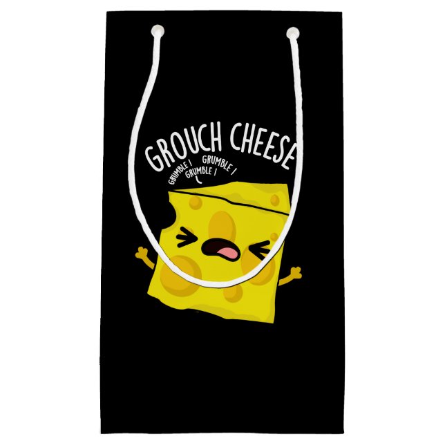 Grouch-cheese Funny Cheese Pun Dark BG Small Gift Bag (Front)