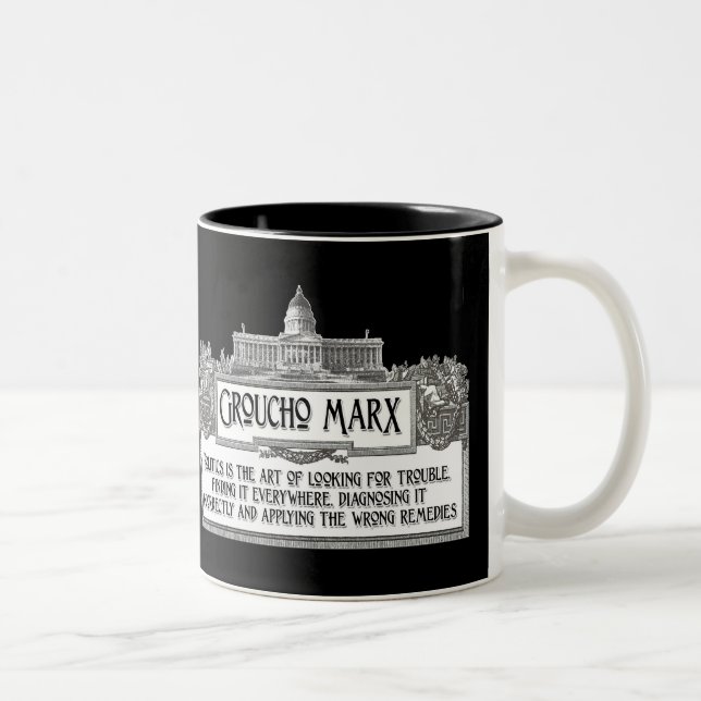 Groucho Marx on Politics Two-Tone Coffee Mug (Right)