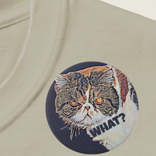 Grouchy Grumpy Cat Funny What? Button