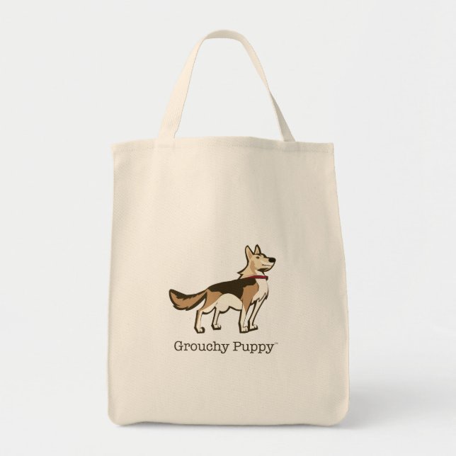 Grouchy Puppy Grocery Tote (Front)