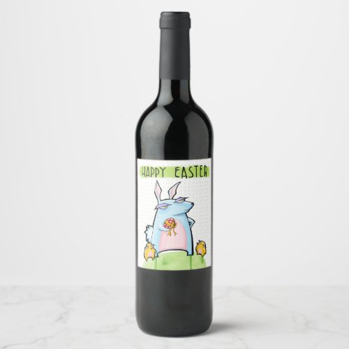 Grouchy Rabbit Easter Wine Bottle Label