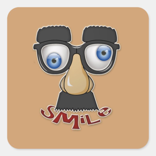 grouchy smile square sticker (Front)